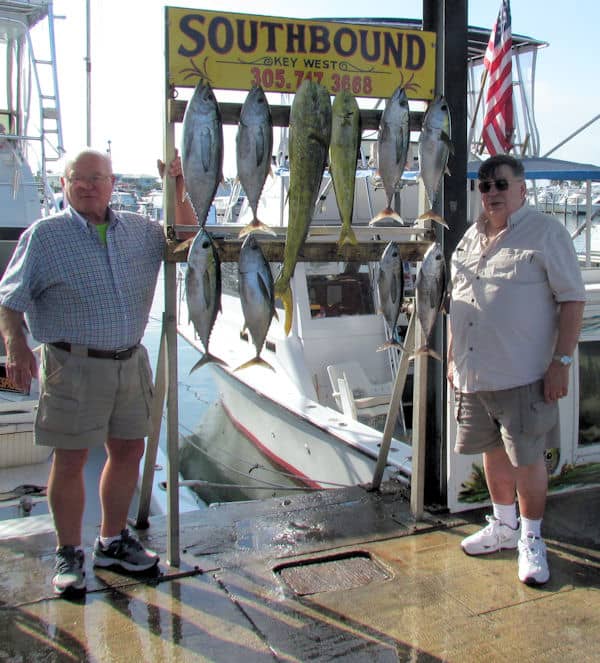 Dolphin and Black Fin Tuna caught on offshore fishing trip on the Charter Boat Southbound