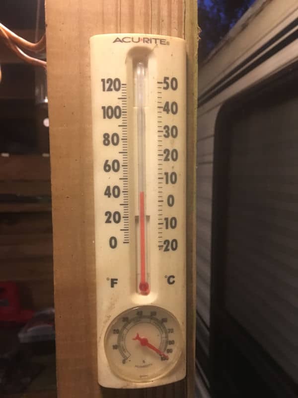 Moring temp at the hunting camp