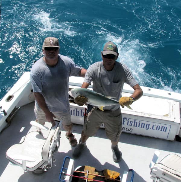 Big Barracuda caught and released in Key West on the reef on charter fishing trip with Southbound