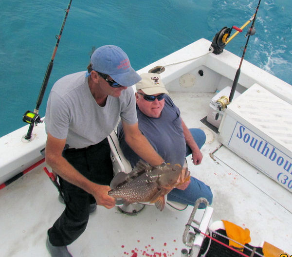 Red Grouper released in Key West fishing on charter boat Southbound