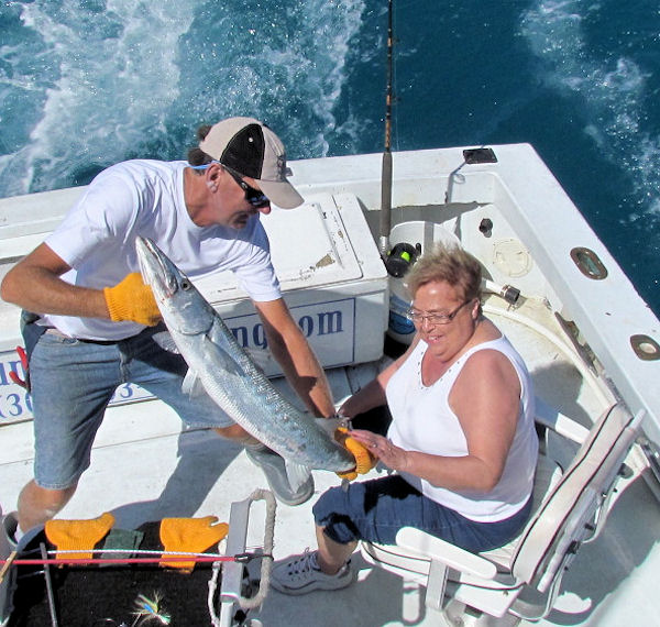 Big Barracuda caught and released in Key West fishing on charter boat Southbound