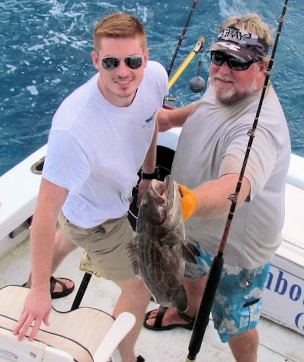 Undersized black grouper caught and released in Key West fishing on charter boat Southbound