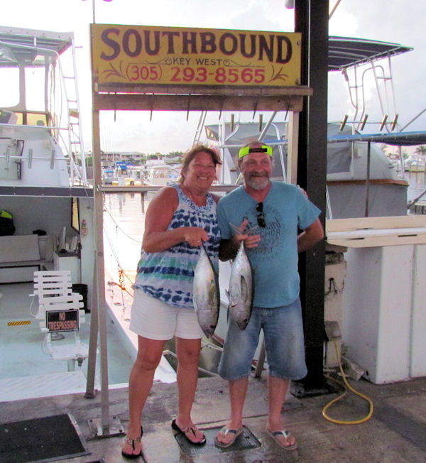 A couple of black fin Tuna caught in Key West fishing on charter boat Southbound