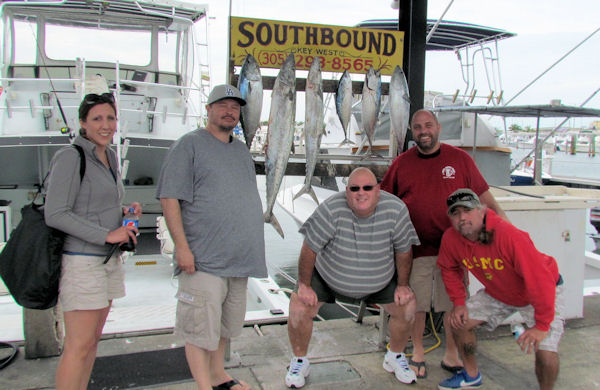 King mackerel and Bonitos Dolphin caught in Key West fishing on charter boat Southbound