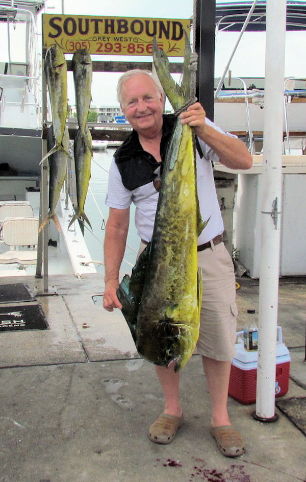 28 lb Bull Dolphin caught in Key West fishing on charte boat Southbound