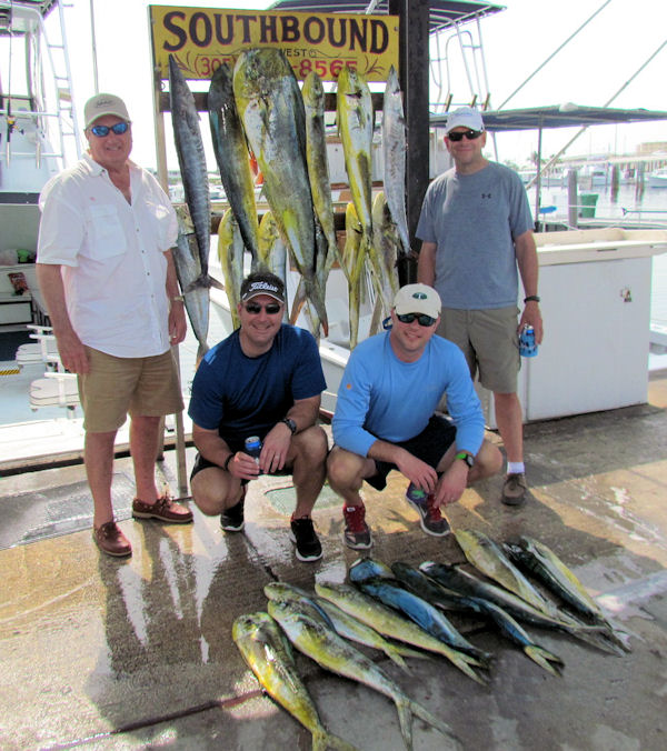 2 Wahoo and a bunch of Dolphin caught in Key West fishing on Charter Boat Southbound
