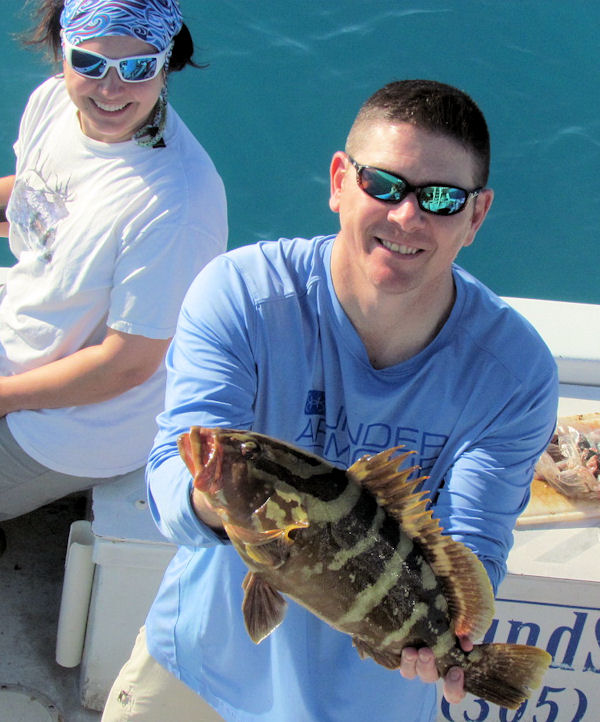 Nassau Grouper caught and released in Key West fishing on charter boat Southbound
