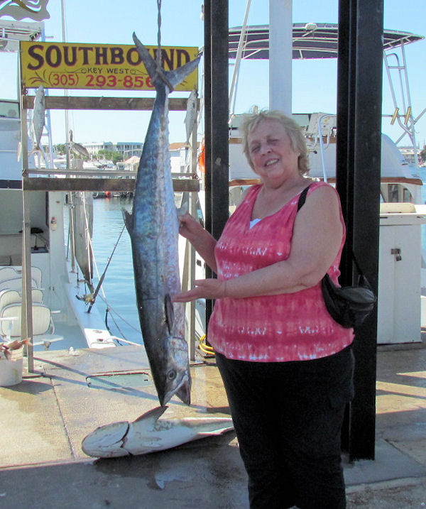 28 lb Kingfish caught fishing Key West on charter boat Southbound from Charter Boat Row Key West