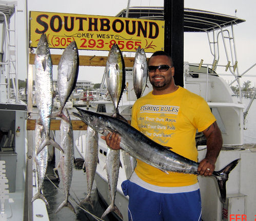 Wahoo caught deep sea fishing Key West, Florida on Key West Charter Boat Southbound from Charter Boat Row Key West