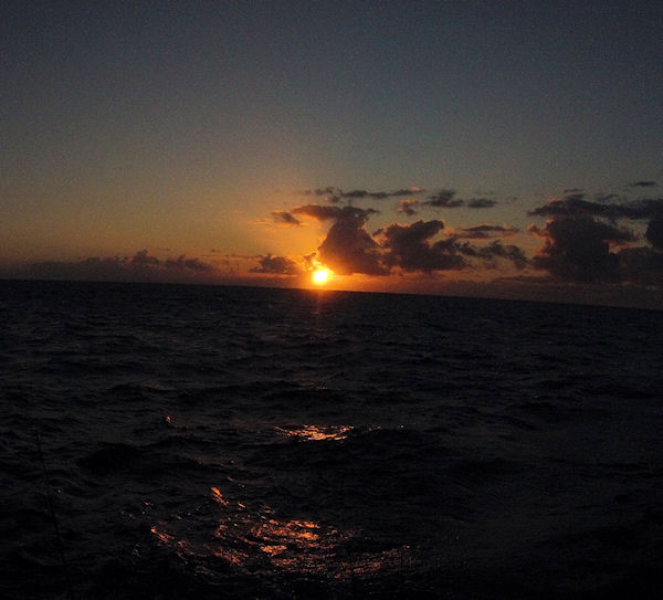 Early Morning sunrise on Charter boat Southbound going fishing in Key West