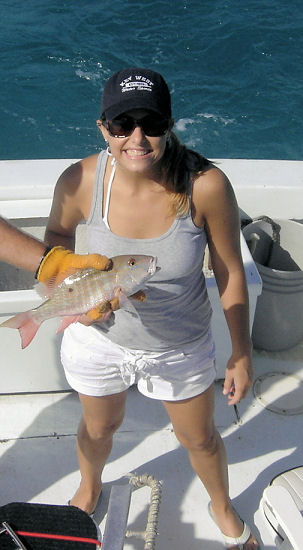 small Mutton snapper caught in Key West fishing on charter boat Southbound from Charter Boat Row, Key West