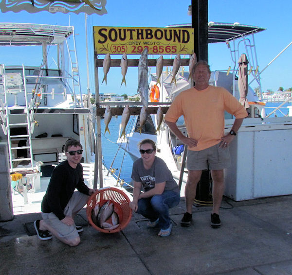 Snappers and a nice Kingfish caught fishing Key West on charter boat Southbound from Charter Boat Row Key West