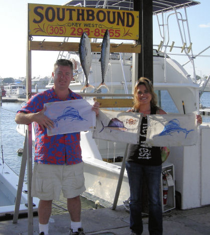 End of the day that ended with 3 sailfish caught fishing Key West on charter boat Southbound from Charter Boat Row