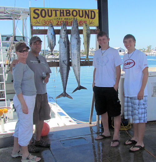Skip Jack Tuna a dolphin and two Wahoo caught fishing in Key West on Charter Boat Southbound from Charter Boat Row Key West