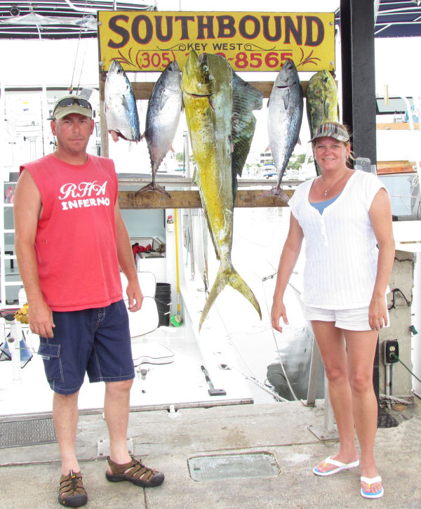 Dolphin and Bonitos caught in Key West fishing on charter boat Soutbhbound from Charter Boat Row Key West
