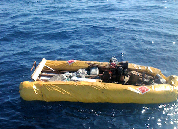 Cuban refugee raft found offshore in Key West while fishing on charter boat Southbound