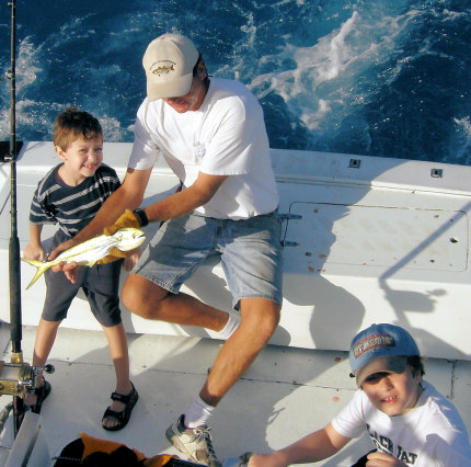 Small Dolphin caught and released fisihing Key West waters aboard charter boat Southbound