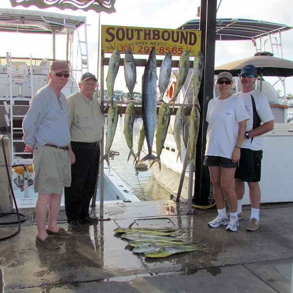 A Wahoo and some Dolphin caught fishing Key West on charter boat Southbound from Charter Boat Row Key West
