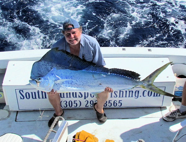 47 lb Bull Dolphin caught fishing Key West on charter boat Southbound from Charter Boat Row Key West