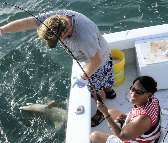 Lemon shark caught fishing on Key West charter boat Southbound from Charter Boat Row