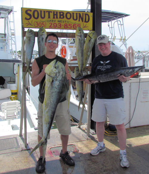 Dolphin and wahoo caught in Key West fishing on charter boat Southbound from Charter Boat Row Key West