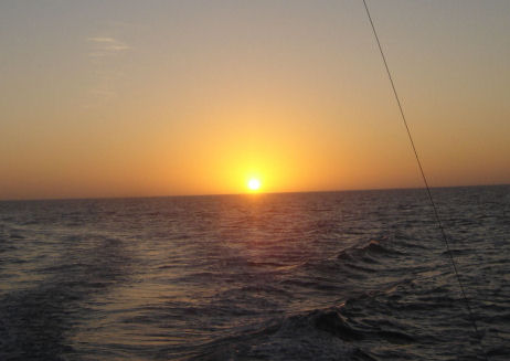 Sunset on the ride home in Key West Fishing on Key West Charter fishing boat Southbound from Charter Boat Row Key West