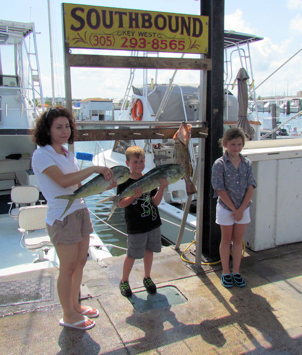 Dolphin and a grouper caught fishing Key West on charter boat Southbound from Charter Boat Row Key West