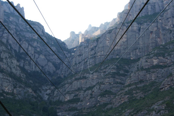 Half way up on cable car