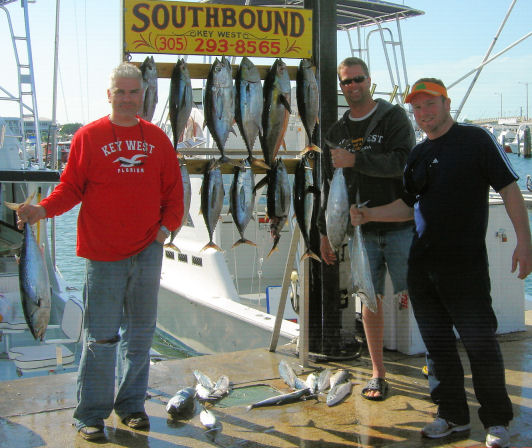 Good catch of Black Fin Tuna caught fishing Key West Florida on Key West charter sportfishing boat Southbound from Charter Boat Row
