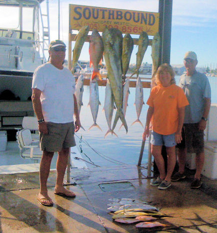 dolphin, Mackerel, Yellow Tail snapper, Mutton snapper caughe in Key West fishing on charter boat Southbound from Charter Boat Row Key West