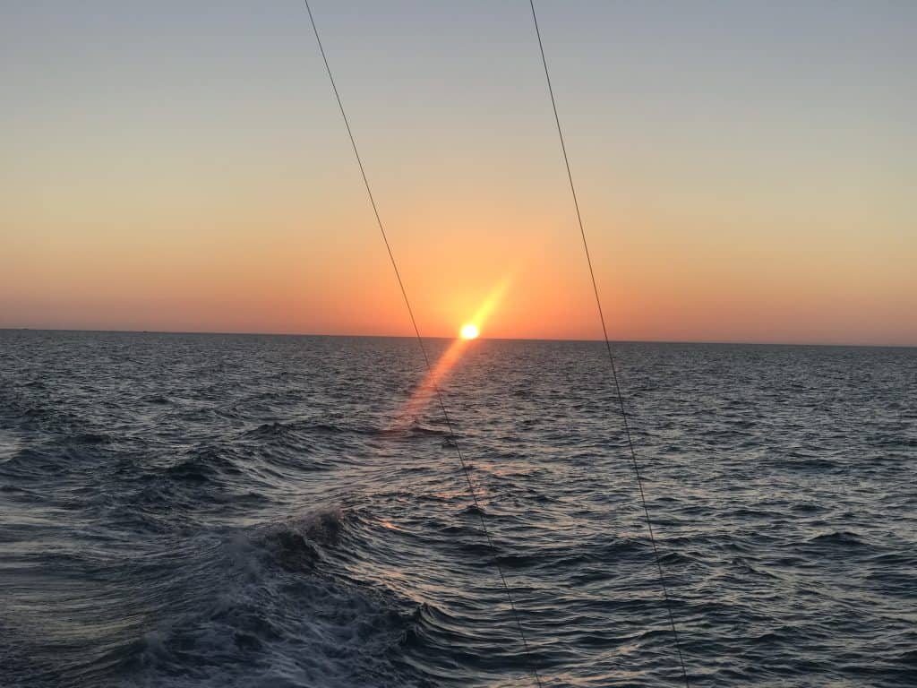 Sunset on the Way home from fishing on the Charter Boat Southbound in Key West, Florida