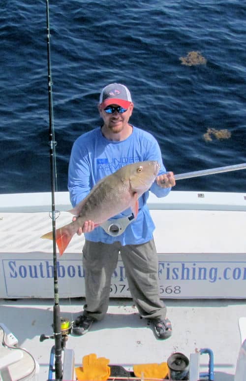 Nice Mutton snapper caught inshore fishing on a wreck off Key West Florida