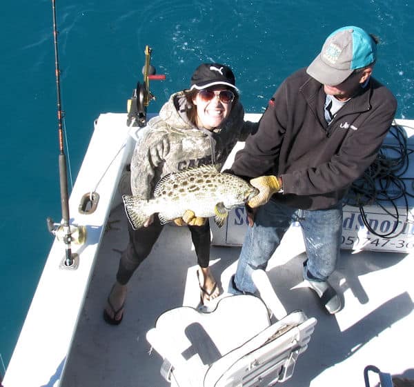 Yellowfin Grouper caught and released in Key West on charter fishing trip with Southbound Sportfishing