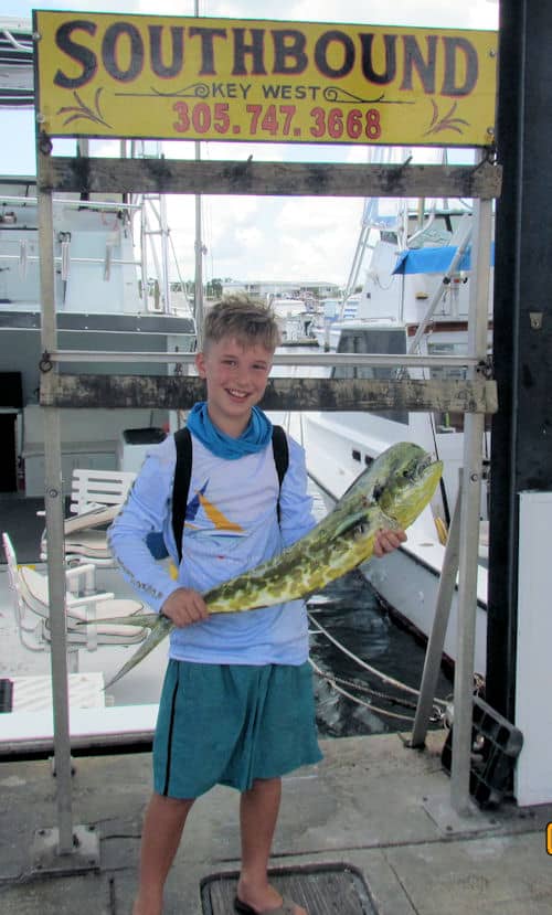 Young angler and a big fish in Key West Florida